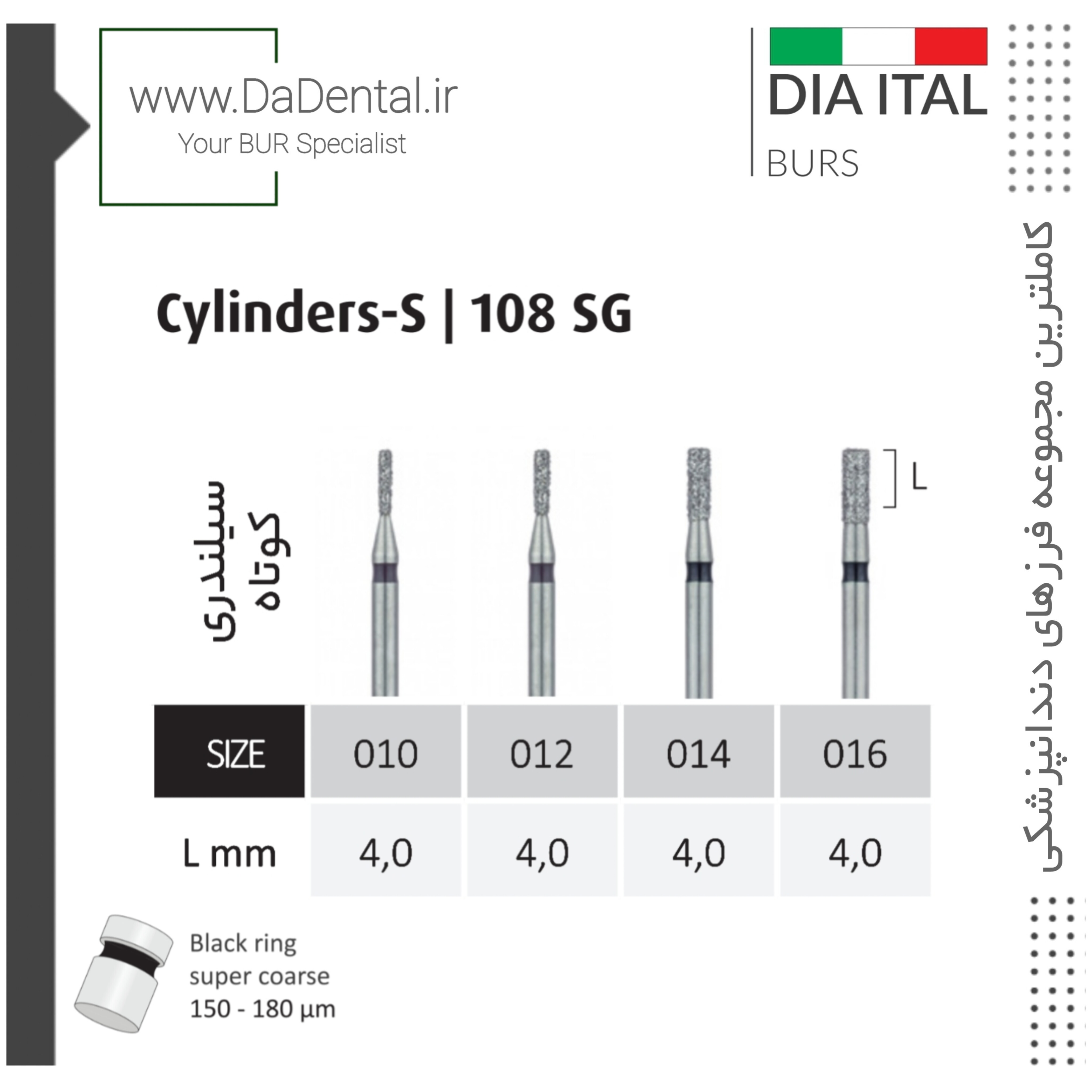 فرز فیشور کوتاه الماسی دور مشکی دیا ایتالی کد SG108
